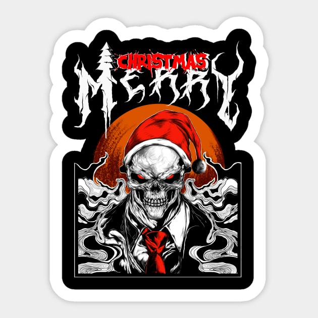 santa skull merry Christmas Sticker by WAHYUBEZ